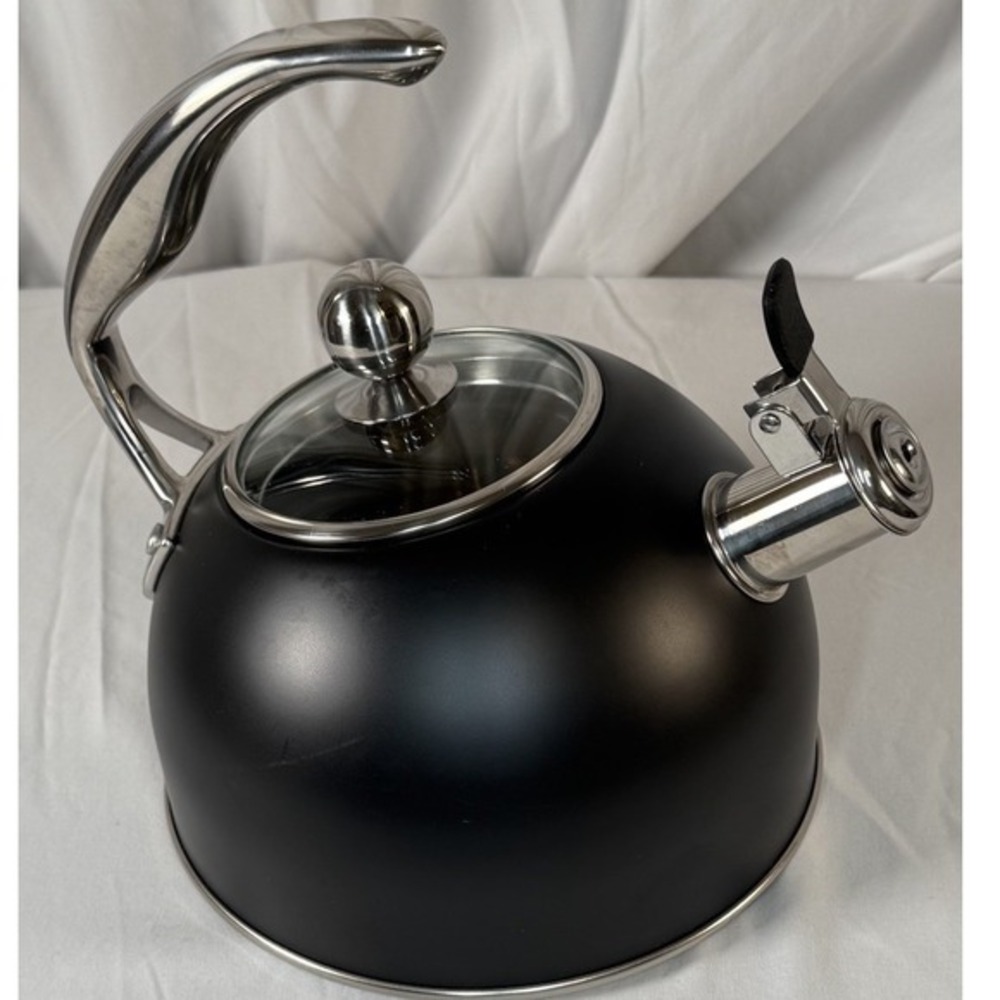 Viking 2.6 Qt Stainless Steel Whistling Tea Kettle Matte Black Kitchenwear 86-08